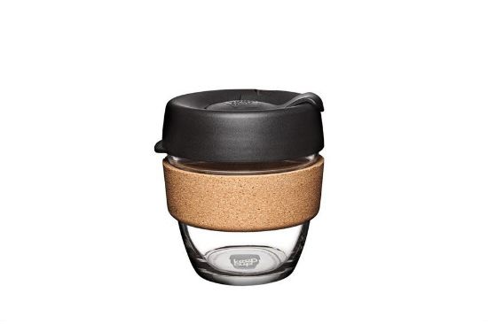 KeepCup S - čierny s korkovým úchytom